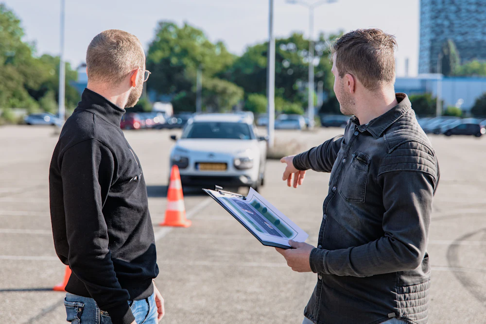 Instructor explaining the test route